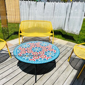 Moroccan Mosaic Table Handmade, Handcrafted Round Moroccan Outdoor/ Indoor Mosaic, Mosaic Table Multi Color
