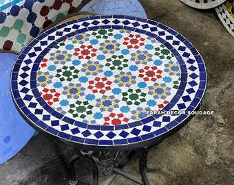 Multi-color Mosaic Table For outdoor or indoor - Handcrafted Mosaic Table - Mid Century Modern Mosaic Table Art