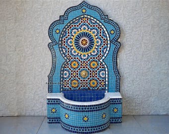 Handmade Moroccan Mosaic Fountain: Garden & Indoor Tile Fountain