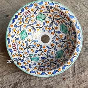 Moroccan Sink Washbasin Wash Basin Ceramic Handmade Hand Painted  - Moroccan ceramic sink - Pottery handmade sink