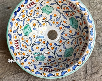 Moroccan Sink Washbasin Wash Basin Ceramic Handmade Hand Painted  - Moroccan ceramic sink - Pottery handmade sink