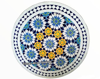Mosaic Table - Handmade Outdoor Coffee Table - Complicated Mosaic Pattern multi-colored Table - Round Bistro Table
