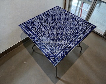 Handmade Square Mosaic Coffee Table - Bistro Table for Indoor & Outdoor Use - Custom Made