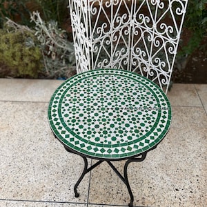 Personalized Handmade Moroccan Mosaic Table | Authentic Moroccan Mosaic Zellige Wrought Iron Bistro Table | Outdoor Moroccan Craft Furniture
