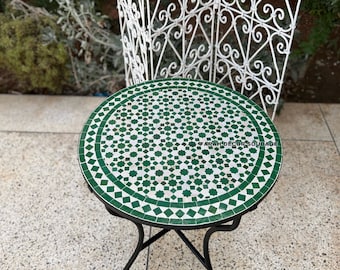 Personalized Handmade Moroccan Mosaic Table | Authentic Moroccan Mosaic Zellige Wrought Iron Bistro Table | Outdoor Moroccan Craft Furniture