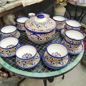 Marokkanische Handgemachte Schalen, Marokkanische Keramik Schalen 6er Set Marokkanische Handbemalt, handgemachte Schalen, Marokkanische Keramik, Marokkanische Handarbeit
