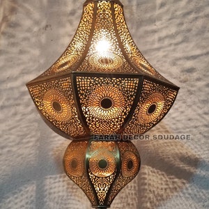 Moroccan Ceiling Light , Antique Brass Lamp , Pendant Light Moroccan Copper Brass Chandelier , Moroccan pendant light