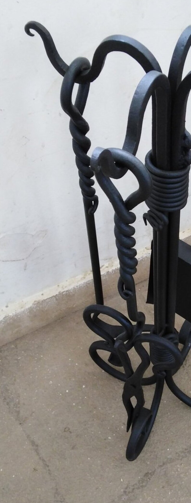 Hand Wrought Iron Fireplace Tools set Wrought Iron Etsy