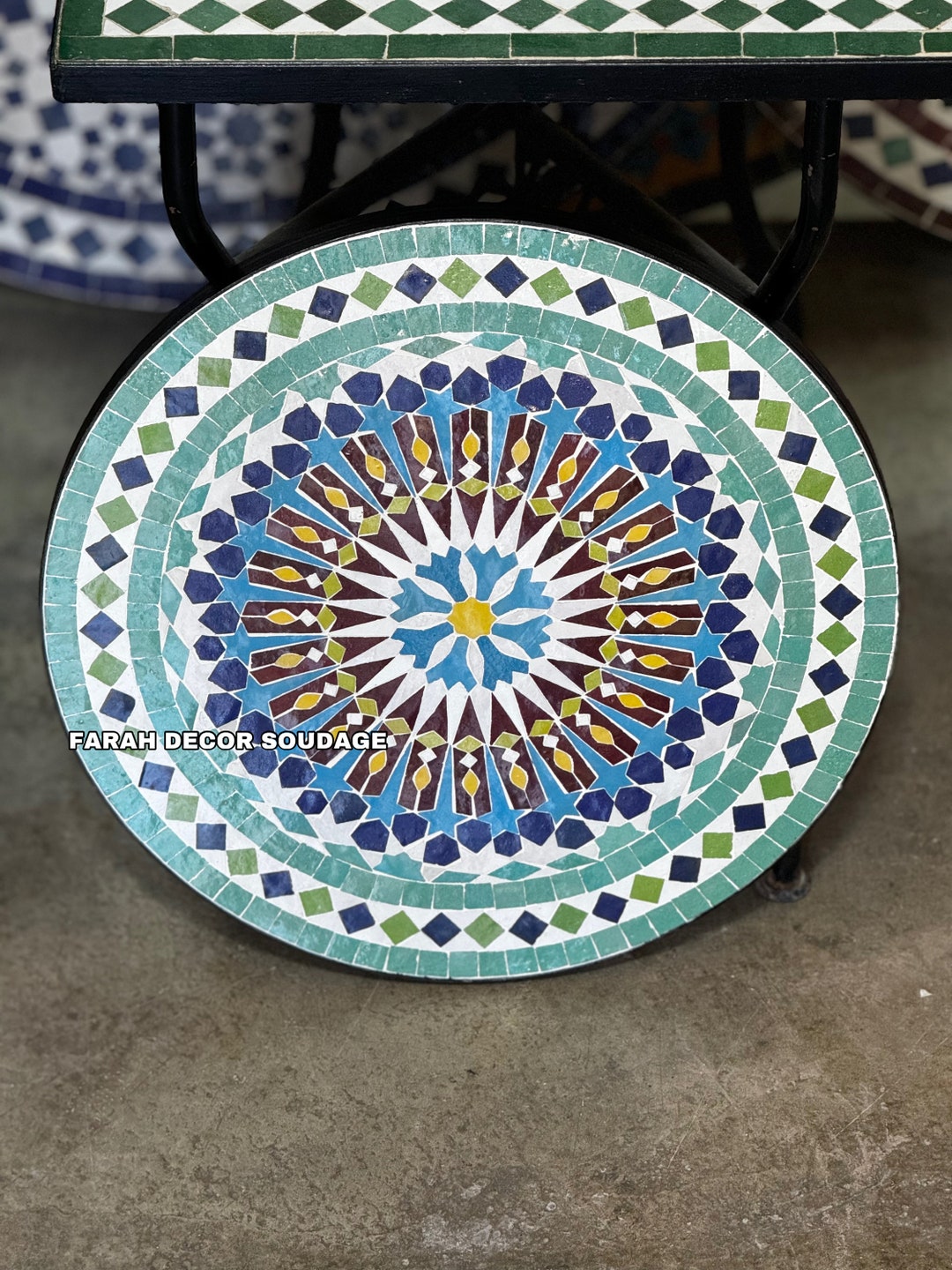 Zellige Mosaic Table - Outdoor & Indoor Mosaic Table - Handcrafted ...