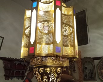 Large Moroccan Pendant Light, Chandelier Lighting, Moroccan lamp handmade Brass lighting, Ceiling Light, Chandelier Hanging Lamp .