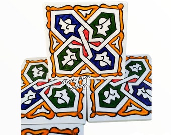 4"×4" Moroccan tiles - Hand Painted Moroccan Tiles - Kitchen Tiles - Bathroom Tiles - Decorative Tiles Decor .