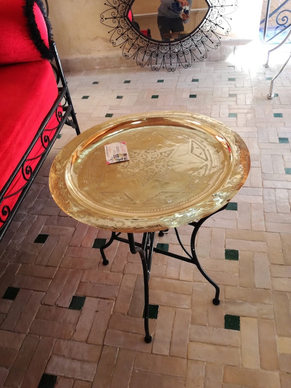 Moroccan Brass Table Brass Tea table Moroccan decoration, brass round table