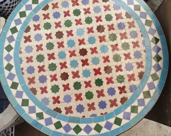 Bistro table made of mosaic ,  Moroccan Mosaic Table , Mosaic Table , Round Moroccan garden table , housewarming gift.