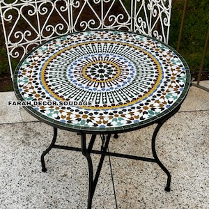 Moroccan Zellige Tiles Handmade - Mid century table for Outdoor & indoor - Garden Coffee Table - Mosaic Garden Decor Table