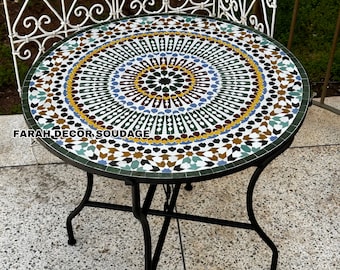 Moroccan Zellige Tiles Handmade - Mid century table for Outdoor & indoor - Garden Coffee Table - Mosaic Garden Decor Table