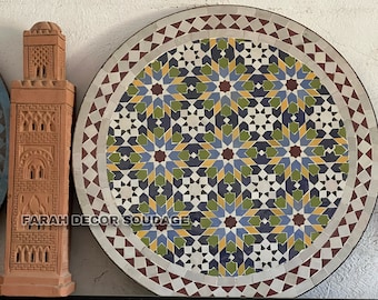 Multi-color Mosaic Table For outdoor or indoor - Handcrafted Mosaic Table - Mid Century Modern Mosaic Table Art
