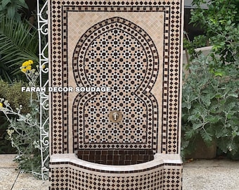 Mosaic Fountain Handmade for Outdoor Patio,Handmade Furniture,Handcrafted Mosaic Fountain, Wall Mosaic Fountain