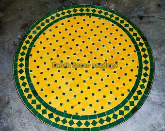 Handcrafted Round Moroccan Outdoor/ Indoor Mosaic , Moroccan Moorish Mosaic Table Handmade , Mosaic Table Multi-Color