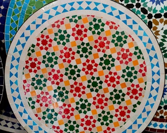 Mosaic Table - Handmade Outdoor Coffee Table - Complicated Mosaic Pattern multi-colored Table - Round Bistro Table GIFT