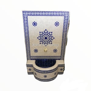 Moroccan Mosaic Tile Fountain | Garden and Indoor Wall Mosaic Fountain | Handmade Moroccan Mosaic Table | Handmade Garden Fountain