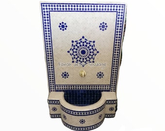 Moroccan Mosaic Tile Fountain | Garden and Indoor Wall Mosaic Fountain | Handmade Moroccan Mosaic Table | Handmade Garden Fountain