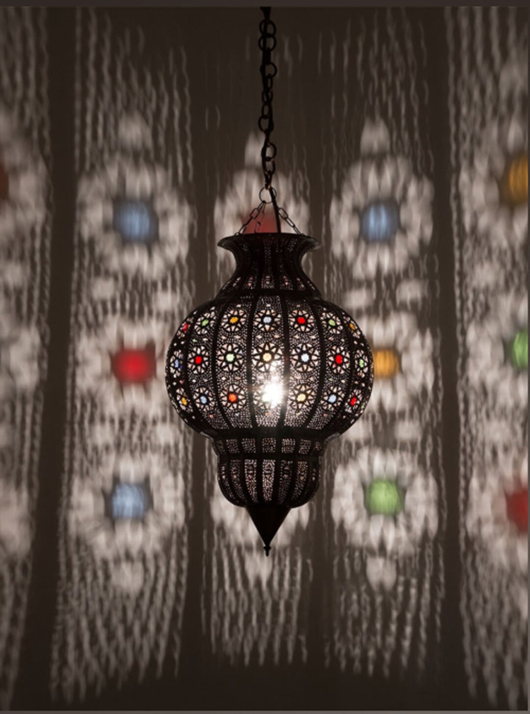 iHcrafts Moroccan Style Electric-Lantern LED Light Black Temple