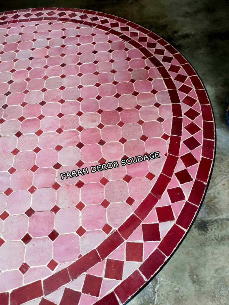 CUSTOMIZABLE Mosaic Table Bistro Mosaic Table Pink and Red - Etsy