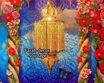 Moroccan Brass Pendant Light – Handmade Oriental Hanging Lamp, Artisan Ceiling Lighting  , Moorish Decor .