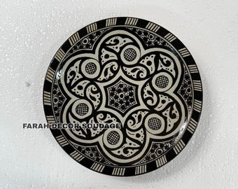 Handmade Moroccan Ceramic  wall Plate – Serving Dish or Wall Decor – Hand Painted Zellige Pattern