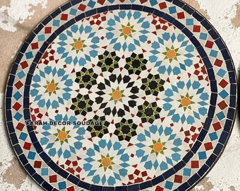 Moroccan Mosaic Tile Table - Handmade Mosaic Table - Zellige Table Top - Mosaic Table  Bistro outdoor indoor .