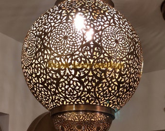 Moroccan Ceiling Light , Antique Brass Lamp , Pendant Light Moroccan Copper Brass Chandelier , Moroccan pendant light