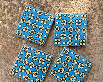 Blue Moroccan Floral Zellige Tile – Handmade Ceramic Wall Tile – Kitchen Backsplash – Fez Clay .