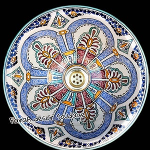 Moroccan Sink Washbasin Wash Basin Ceramic Handmade Hand Painted -  Moroccan Pottery washbasin - handmade sink - Moroccan washbasin.