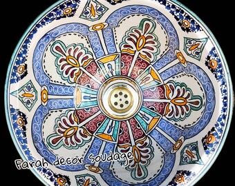 Moroccan Sink Washbasin Wash Basin Ceramic Handmade Hand Painted -  Moroccan Pottery washbasin - handmade sink - Moroccan washbasin.