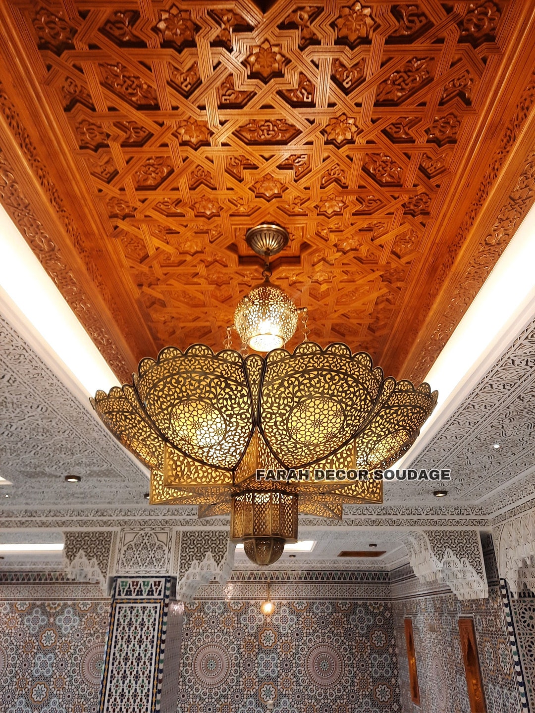 Moroccan Brass Chandelier, Moroccan Ceiling Light, Mediterranean Light