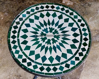 CUSTOMIZABLE Emerald Green Mosaic Table - Mosaic Table Art - Mid Century Mosaic Table - Handmade table Outdoor & Indoor