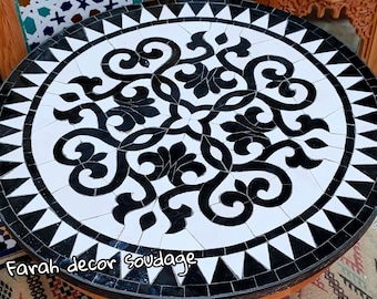 Personalized Handmade Moroccan Mosaic Table | Authentic Moroccan Bistro Table | Outdoor Moroccan Craft Furniture