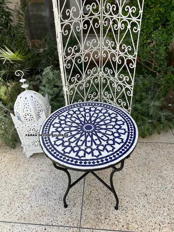 Handmade Moroccan Zellige Mosaic Table – 28 Inch Size - Etsy