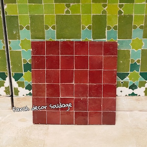 Handmade Moroccan Zellige - Natural Red Zellige - Fez Handmade Clay Terracotta Tile Moroccan Zellige - Zellige Tiles