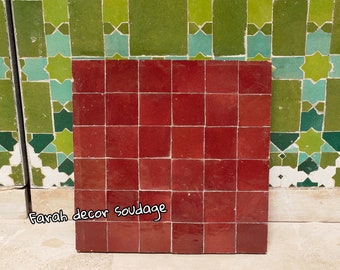 Handmade Moroccan Zellige - Natural Red Zellige - Fez Handmade Clay Terracotta Tile Moroccan Zellige - Zellige Tiles