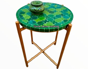 CUSTOMIZABLE Emerald Green Mosaic Table - Mosaic Table Art - Mid Century Mosaic Table - Handmade Coffee Table