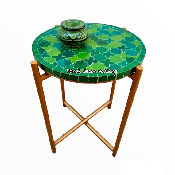 CUSTOMIZABLE Emerald Green Mosaic Table Mosaic Table Art Mid
