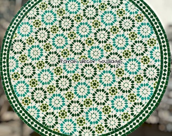 Handmade Moroccan Mosaic Table, Handcrafted Round Moroccan Outdoor/ Indoor Mosaic Table, Green table made of Mosaic .