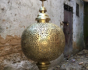 Moroccan Pendant Light, Copper pendant light, Moroccan handmade Brass lighting, 25" Pendant Diametre