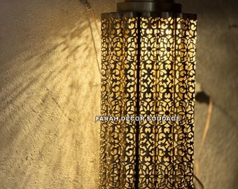Handmade Moroccan Brass Wall Sconce: Floral Light Fixture