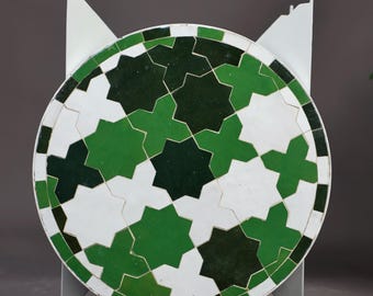 Handmade Moroccan Zellige Tile Bistro Table – Exclusive Coffee Table with Modern Steel Legs .