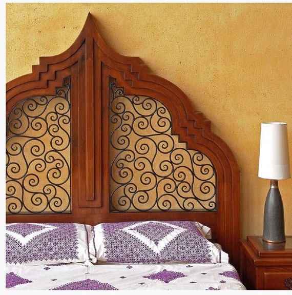 Wrought Iron Rustic Wood Headboard Wrought Iron Headboard Etsy