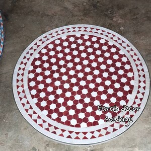 CUSTOMIZABLE Red Mosaic Table - Mosaic Table Art - Mid Century Mosaic Table - Handmade Table For Outdoor & Indoor