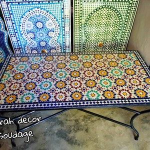 CUSTOMIZABLE Mosaic Table, Patio Garden table made of mosaic Epoxy resin, rectangular shape Bistro Mosaic Table For indoor or outdoor Living