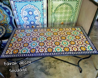 CUSTOMIZABLE Mosaic Table, Patio Garden table made of mosaic Epoxy resin, rectangular shape Bistro Mosaic Table For indoor or outdoor Living
